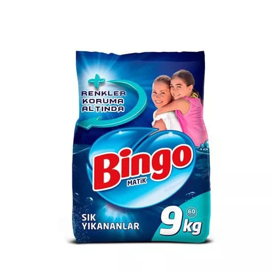 Detergent pudră uscat BINGO, pentru rufe albe și colorate, pentru spălare automată, 9 kg image