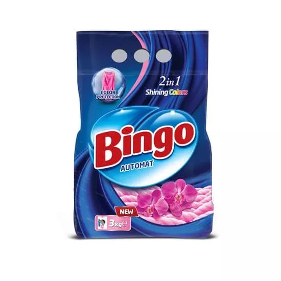 Detergent pudră uscat BINGO 2in1, pentru haine colorate, pentru spălare automată, 3 kg image