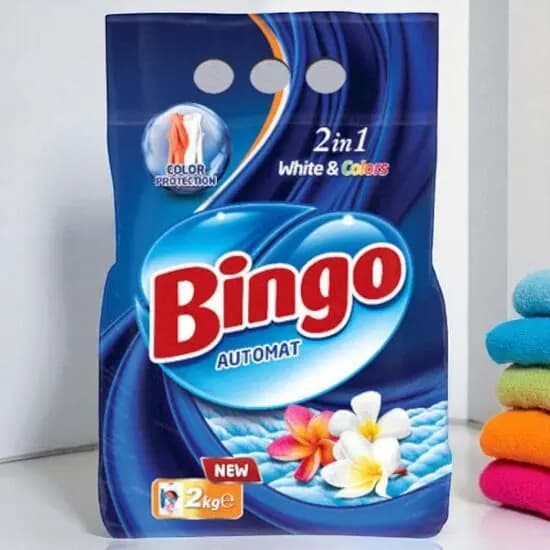 Detergent pudră uscat BINGO 2in1, universal, pentru spălare automată, 2 kg image